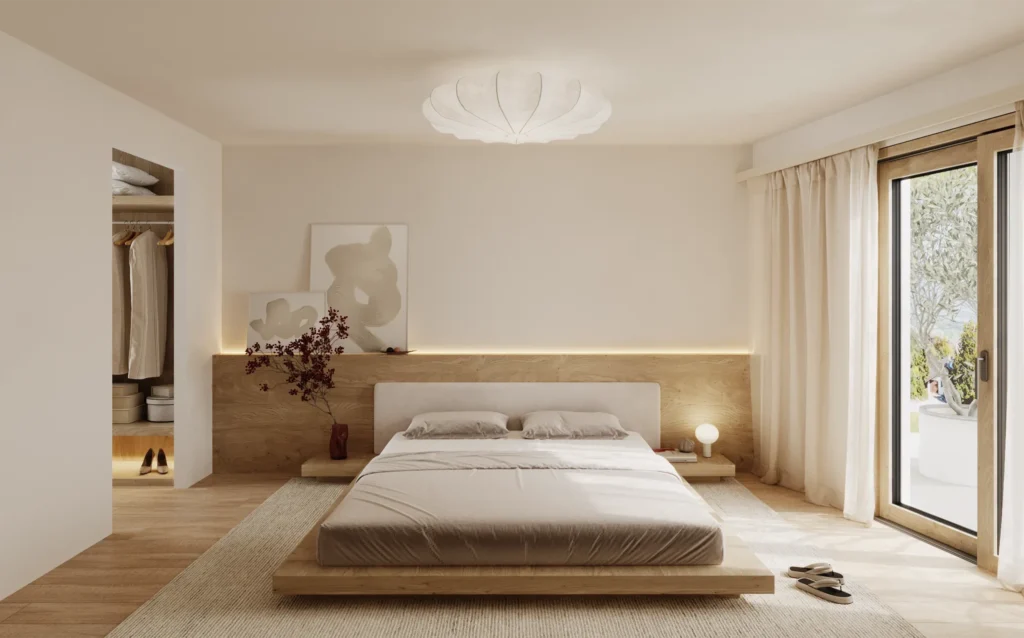 Chambre à coucher du projet Les Martelles à Mollens, Suisse by FM immobilier